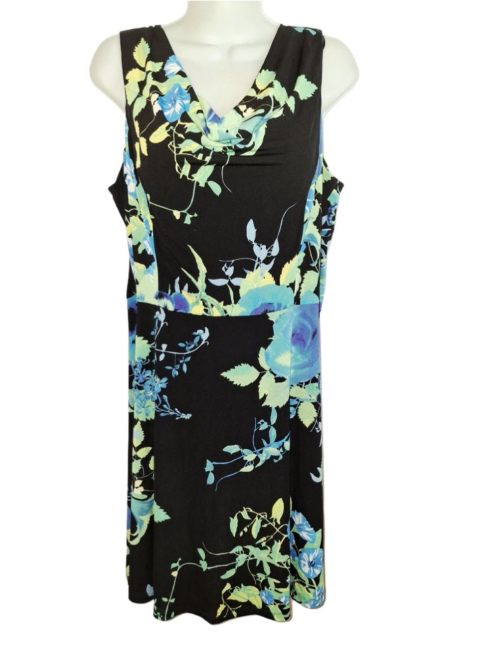 R&K Black Floral Sleeveless Dress Plus Size 16 resortcore tropical vacay summer